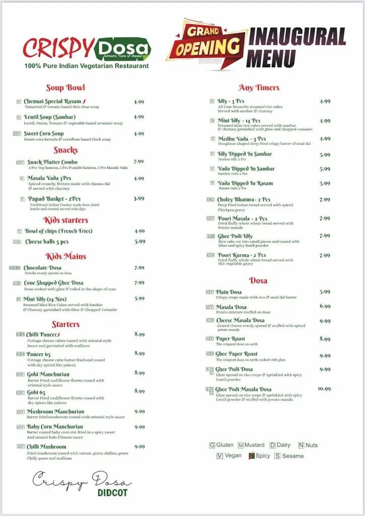 Menu_Crispy Dosa Didcot_Didcot_immagine_3