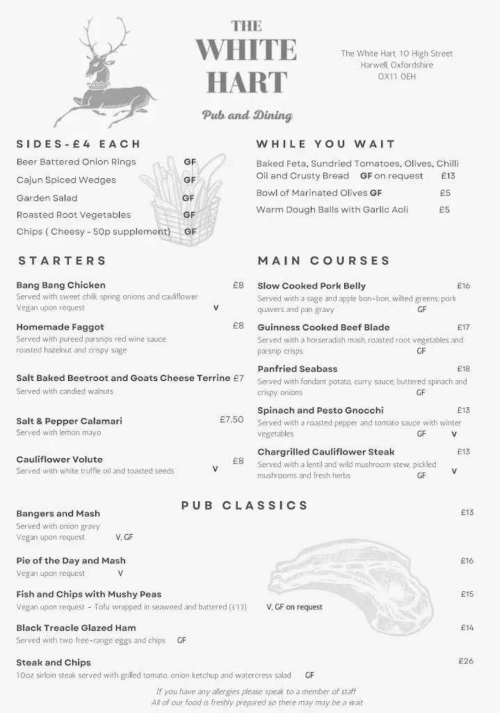 Menu_The White Hart_Didcot_image_1