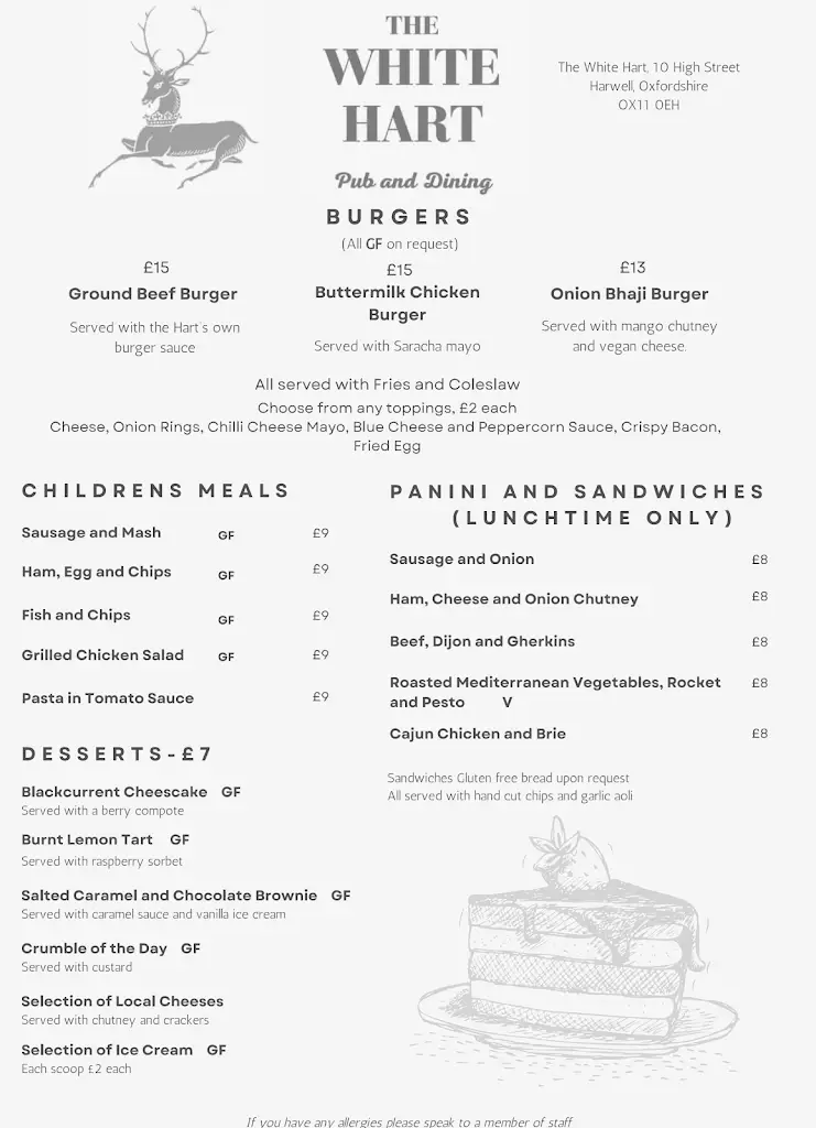 Menu_The White Hart_Didcot_image_2