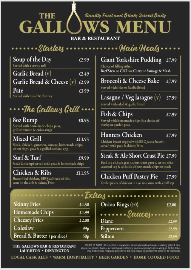 Menu_The Gallows_Dinnington_image_2