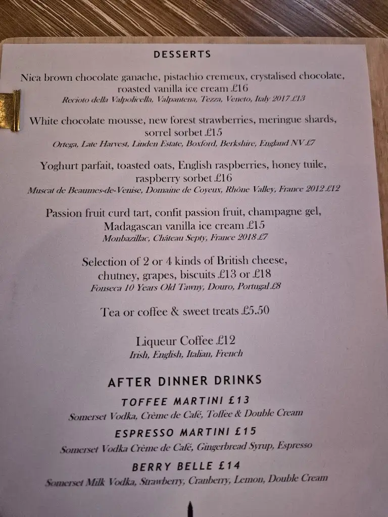 Menu_The Clockspire Restaurant_Dorset_immagine_1