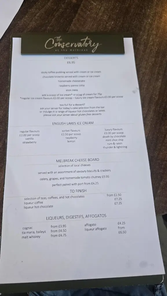 Menu_The Conservatory Restaurant at The Melbreak Hotel_Distington_image_2