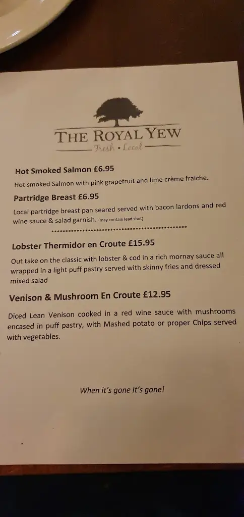 Menu_The Royal Yew_Distington_image_4