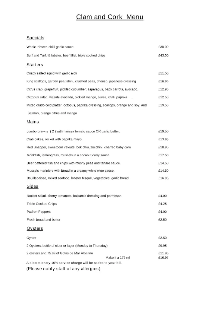 Menu_Clam & Cork_Doncaster_image_1