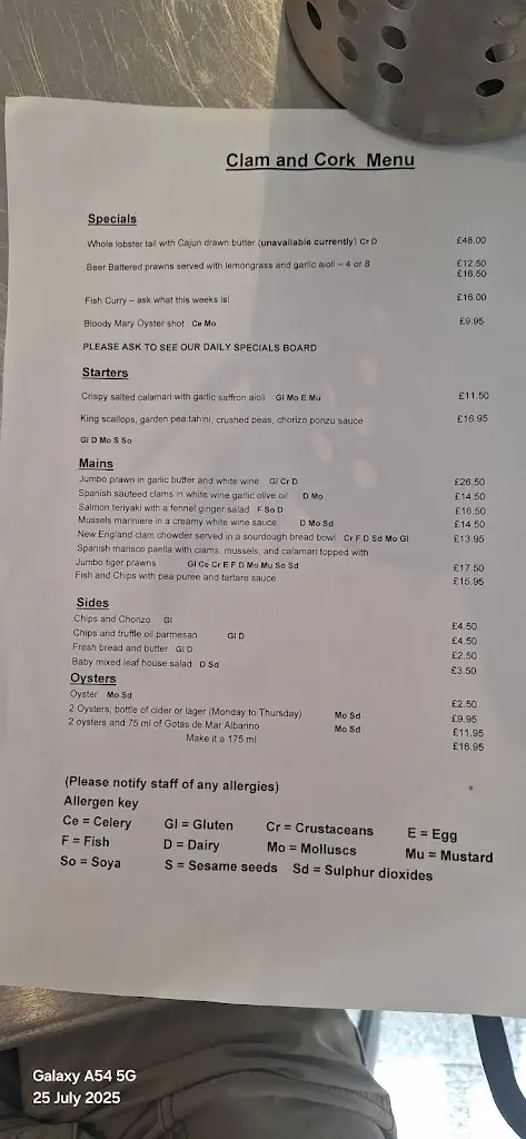 Menu_Clam & Cork_Doncaster_image_2