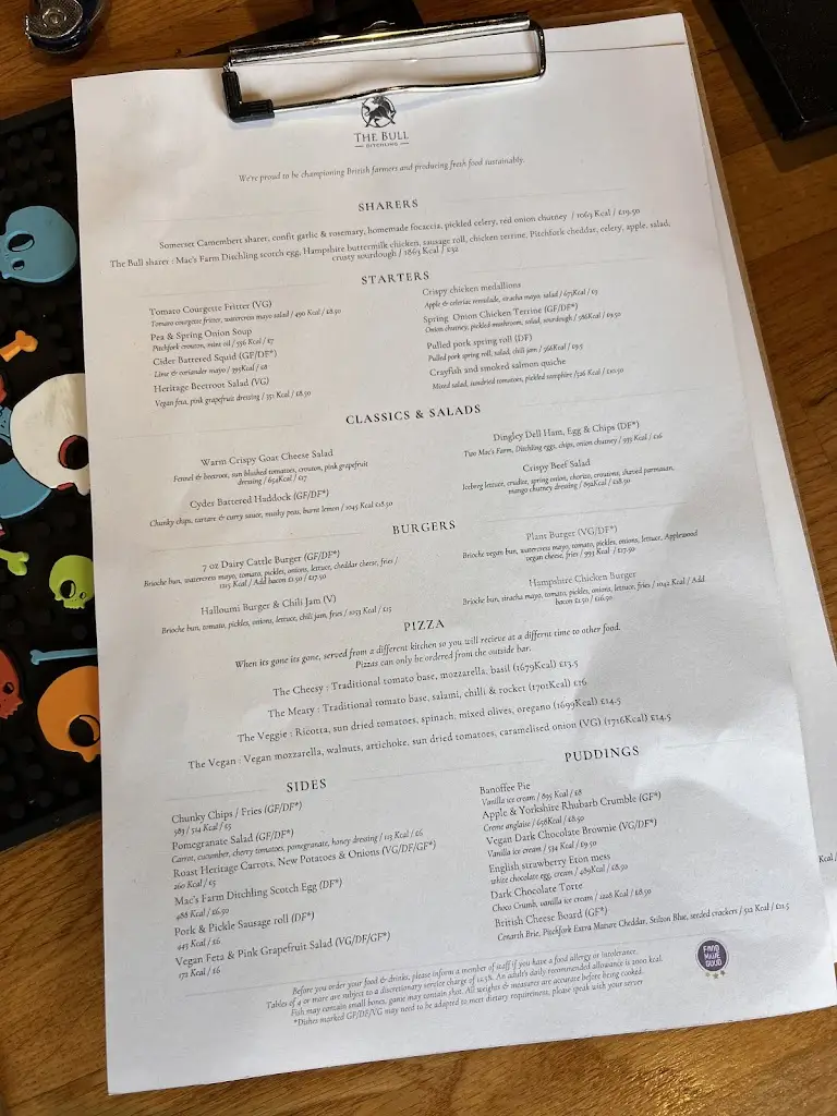 Menu_The Bull_Ditchling_image_1
