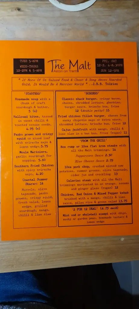 Menu_The Malt_Aston-on-Trent_image_2
