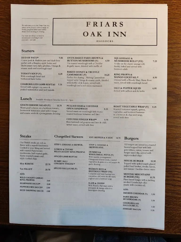 Menu_The Friars Oak_Ditchling_image_1