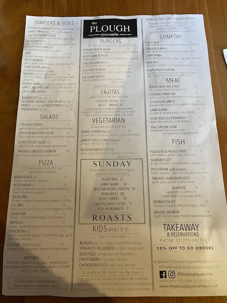 Menu_The Plough Pyecombe_Ditchling_image_1