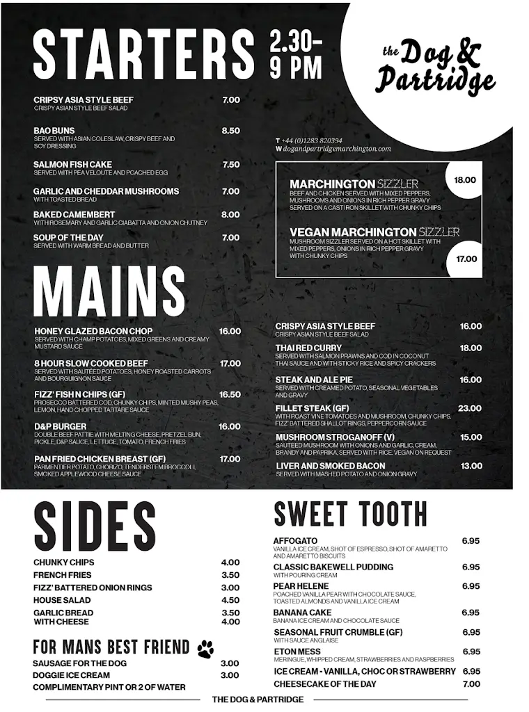 Menu_The Dog & Partridge Marchington_Doveridge_image_1