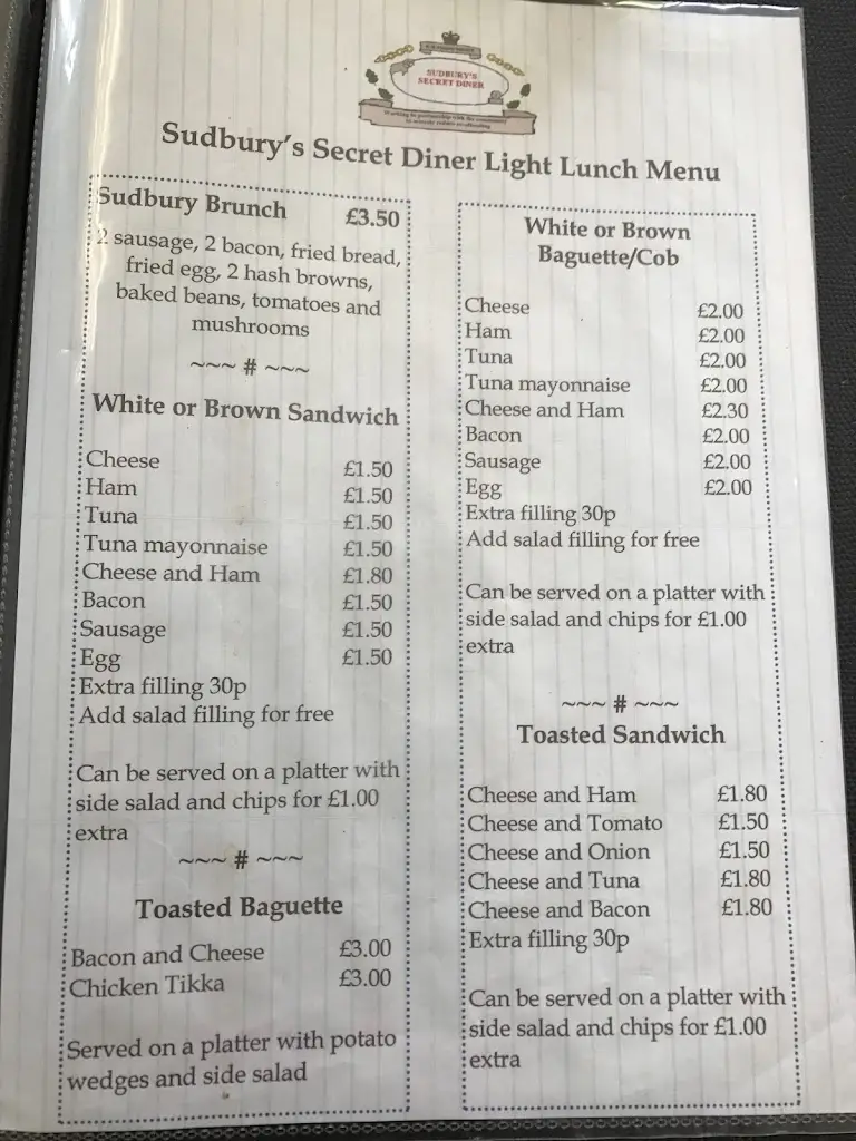 Menu_The Secret Diner_Doveridge_image_1