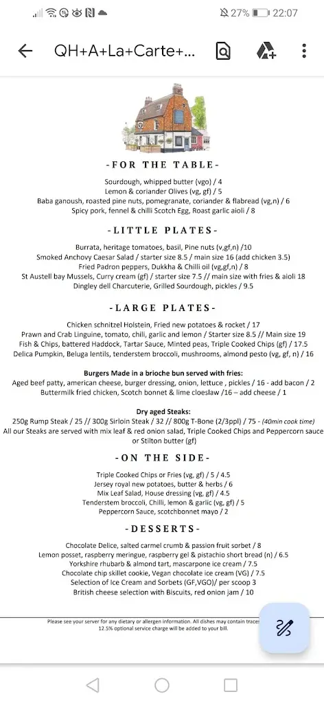 Menu_The Queen's Head_Dorking_image_1