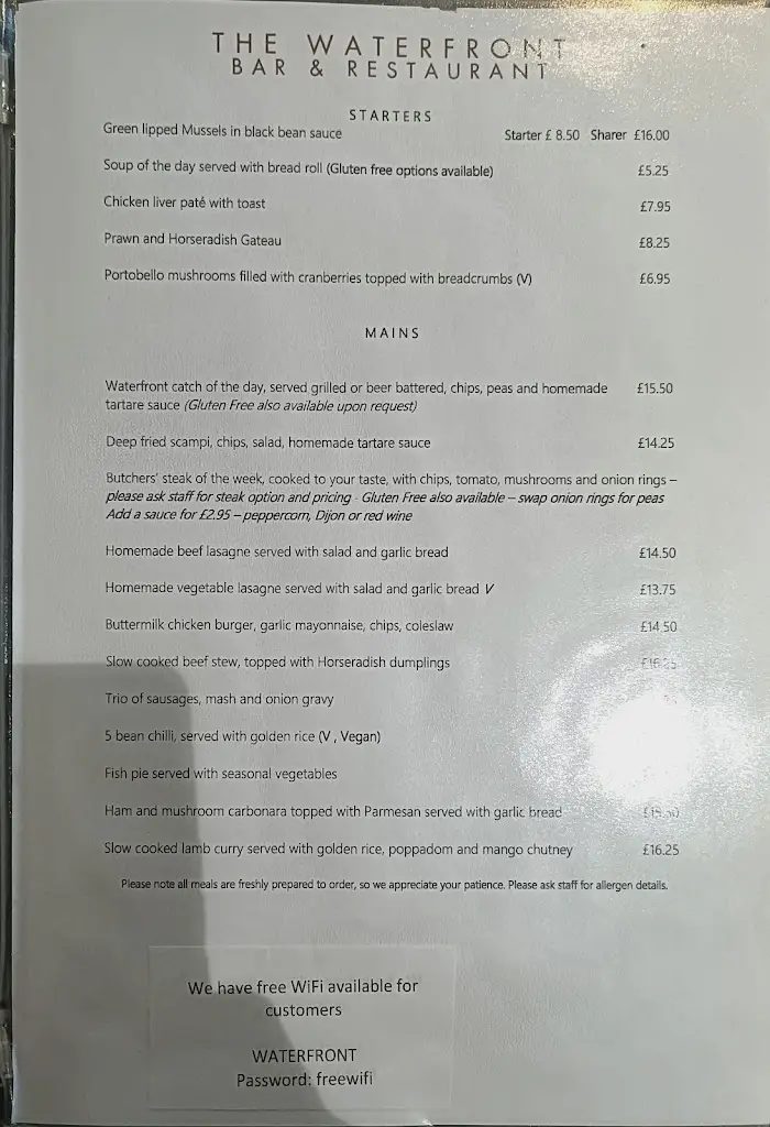 Menu_The Waterfront Harwich_Dovercourt_image_2