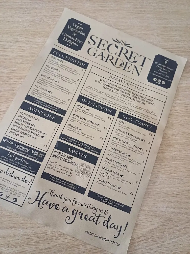 Menu_The Secret Garden Café_Dorchester_image_3