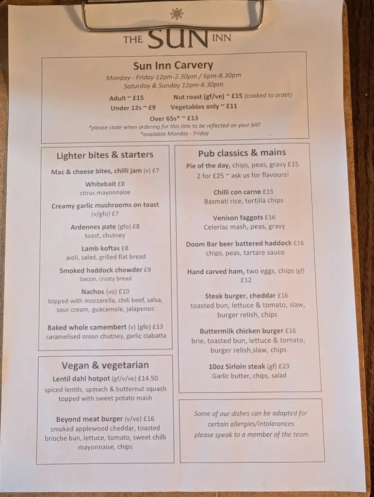 Menu_The Sun Inn_Dorchester_imagen_1