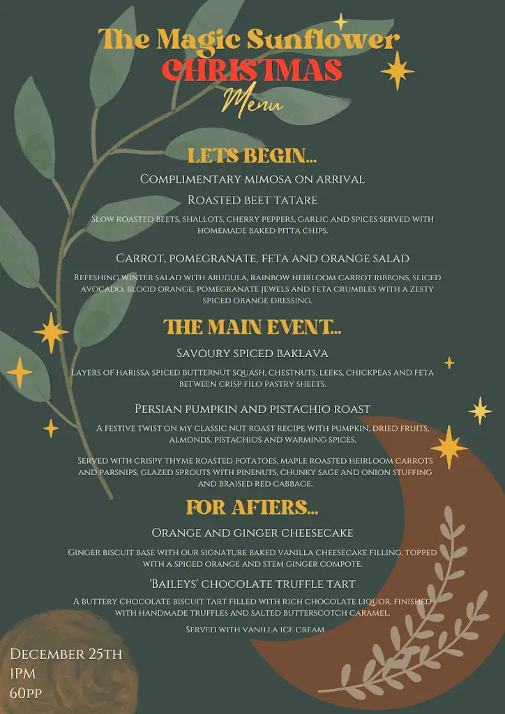 Menu_The Magic Sunflower_Dronfield_image_1