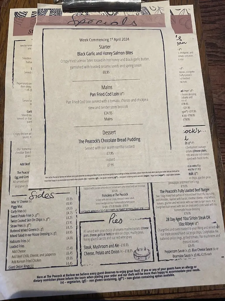 Menu_The Peacock At Barlow_Dronfield_image_2