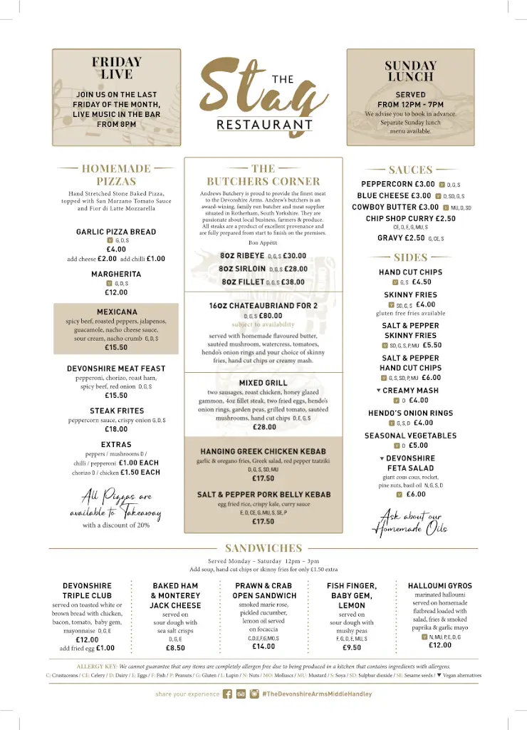 Menu_The Devonshire Arms._Dronfield_image_1