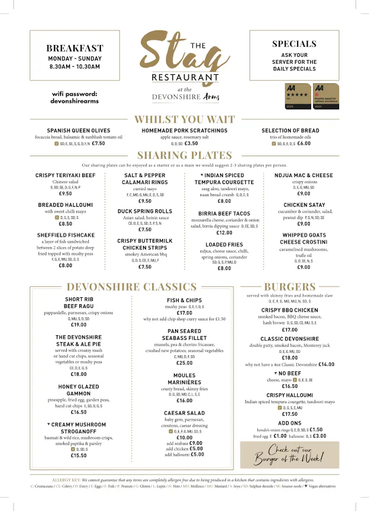 Menu_The Devonshire Arms._Dronfield_image_2