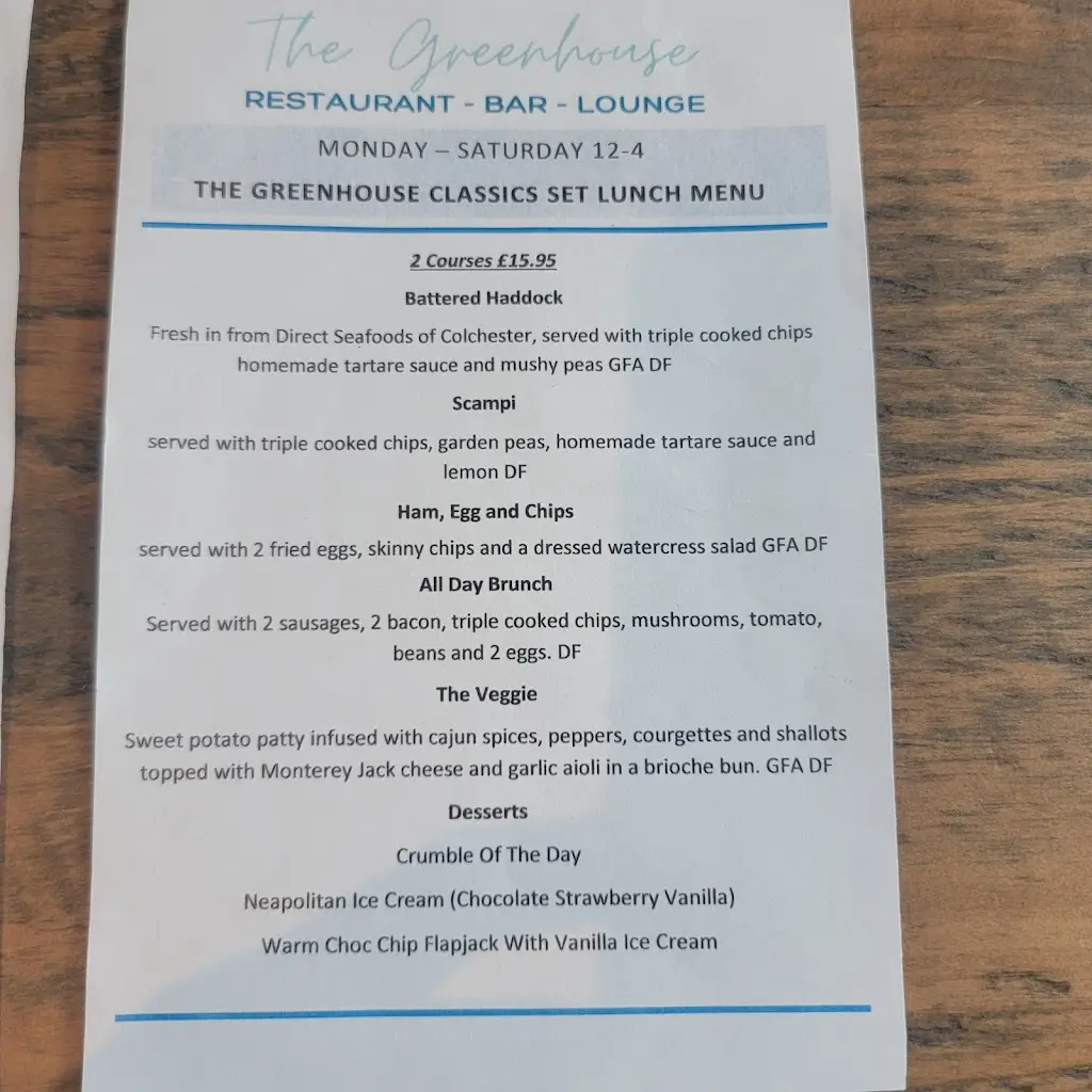 Menu_The Greenhouse_Downham Market_immagine_3