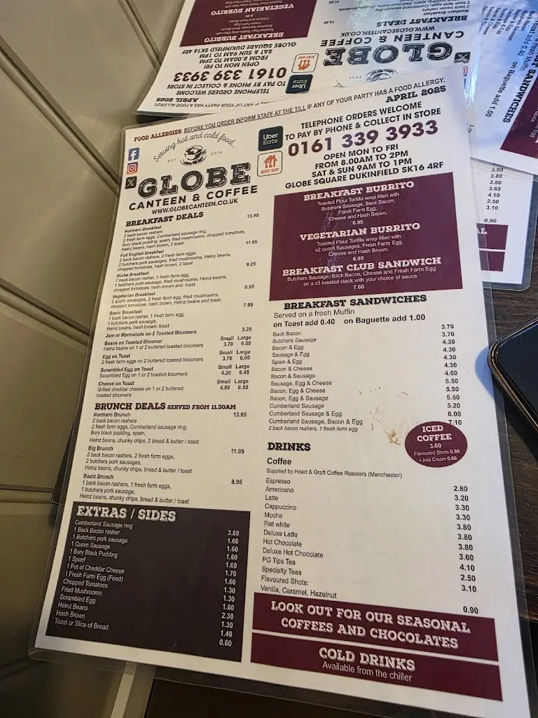 Menu_Globe Canteen & Coffee_Dukinfield_image_1