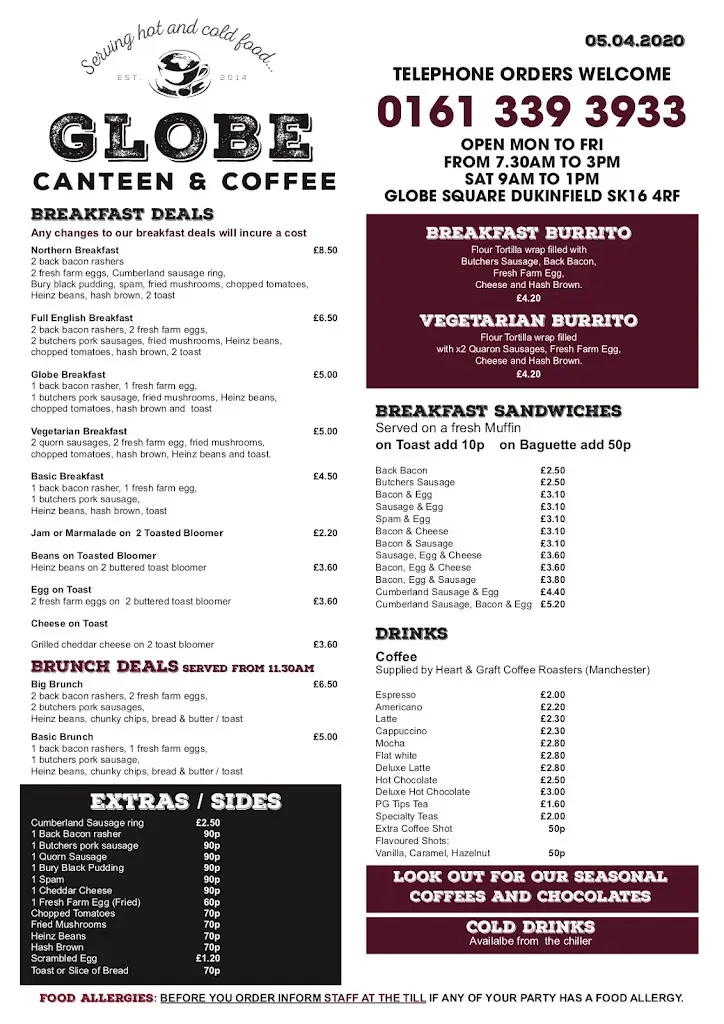 Menu_Globe Canteen & Coffee_Dukinfield_image_2