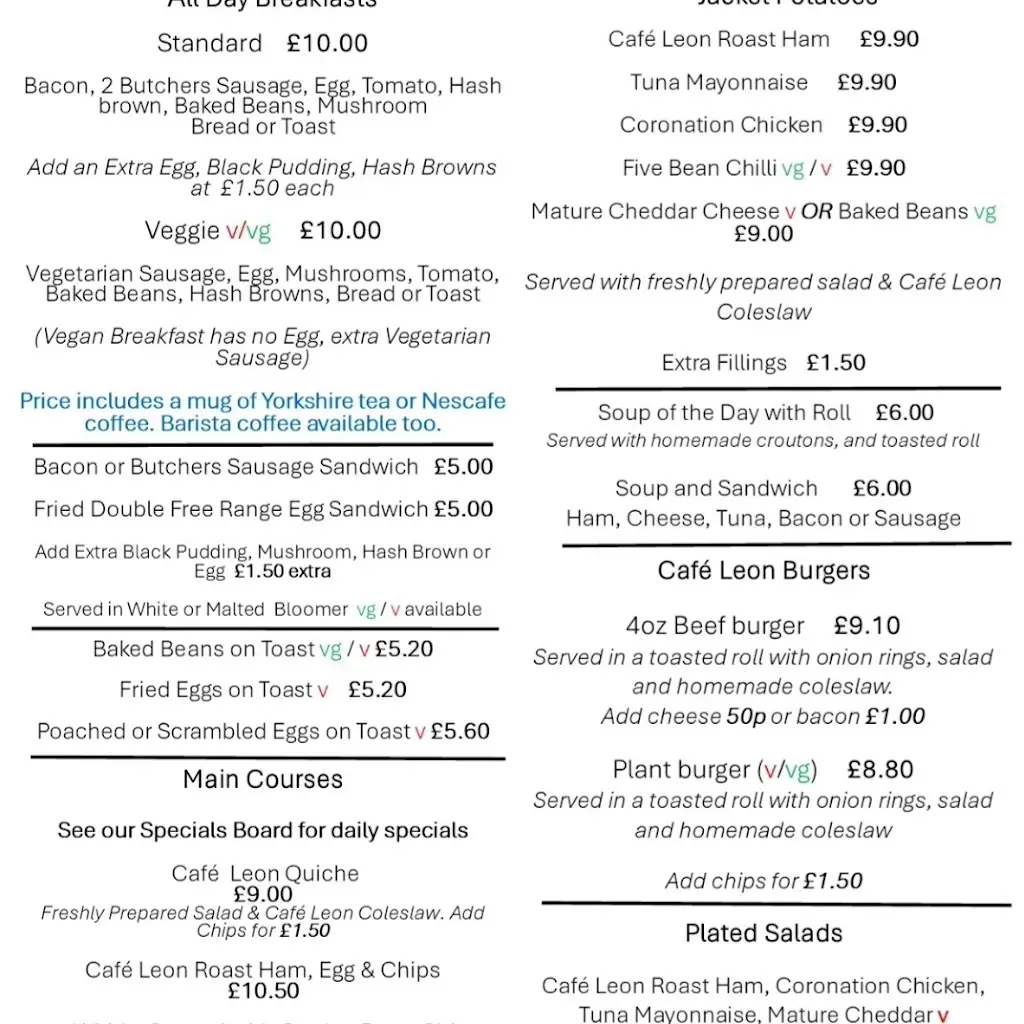 Menu_Café Leon, Driffield_Driffield_image_1