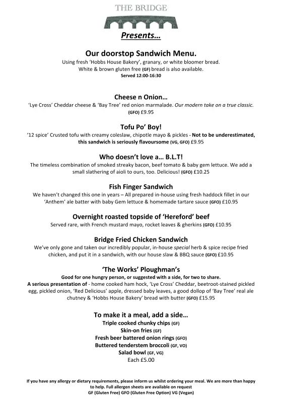 Menu_The Bridge Inn_Dulverton_image_1