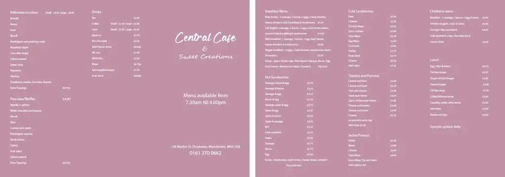 Menu_Central Cafe and Sweet Creations_Droylsden_image_1