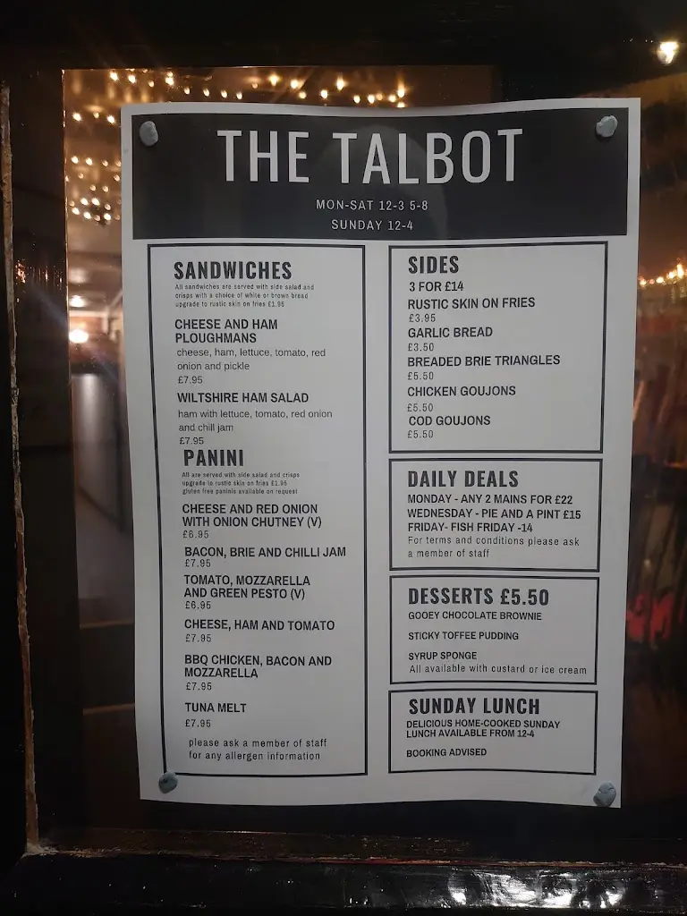 Menu_The Talbot_Droitwich_image_3