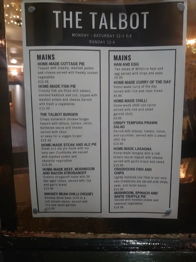 Menu_The Talbot_Droitwich_image_4