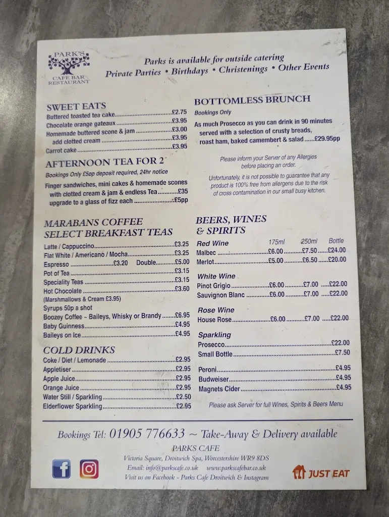 Menu_Parks Cafe Bar_Droitwich_image_1