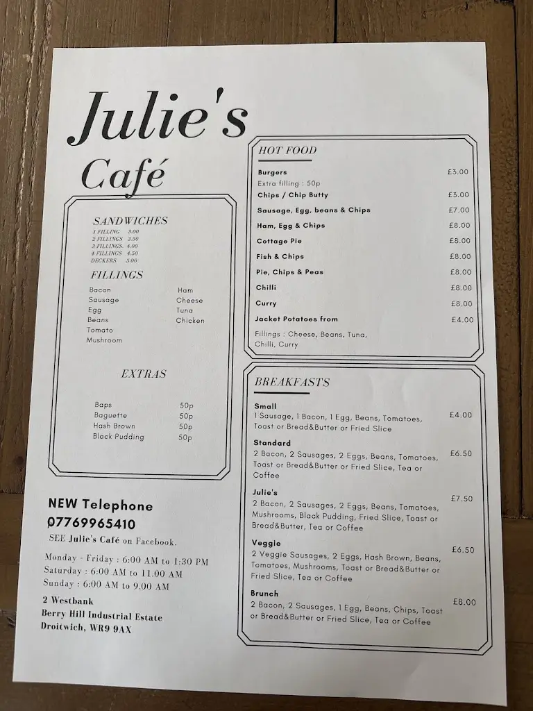 Menü_Julie's Café_Droitwich_Bild_1
