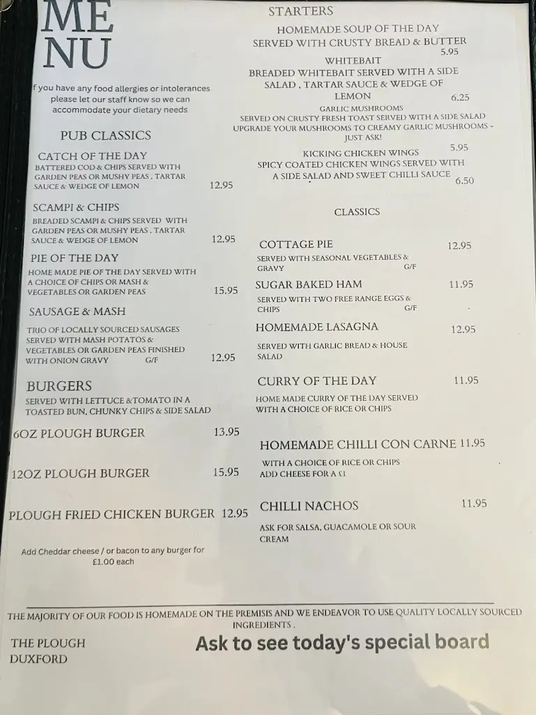 Menu_The Plough_Duxford_image_1