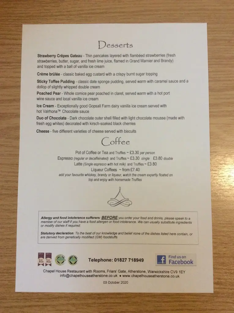 Menu_Chapel House Restaurant with Rooms_Atherstone_image_1