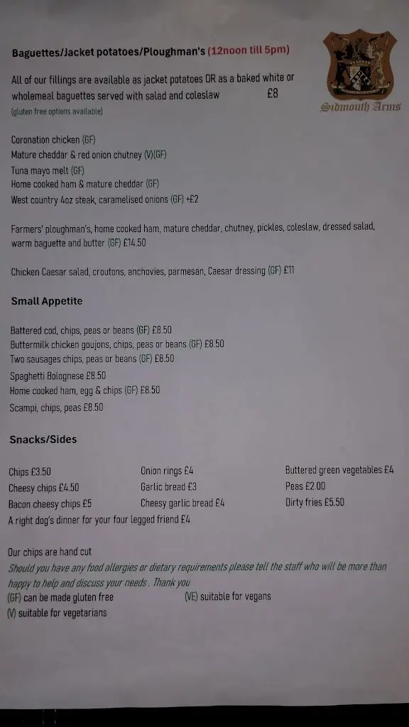 Menu_The Sidmouth Arms_Dunkeswell_image_1