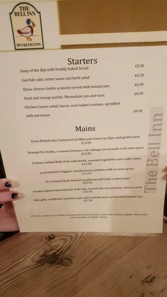 Menu_The Bell Inn_Ducklington_image_1