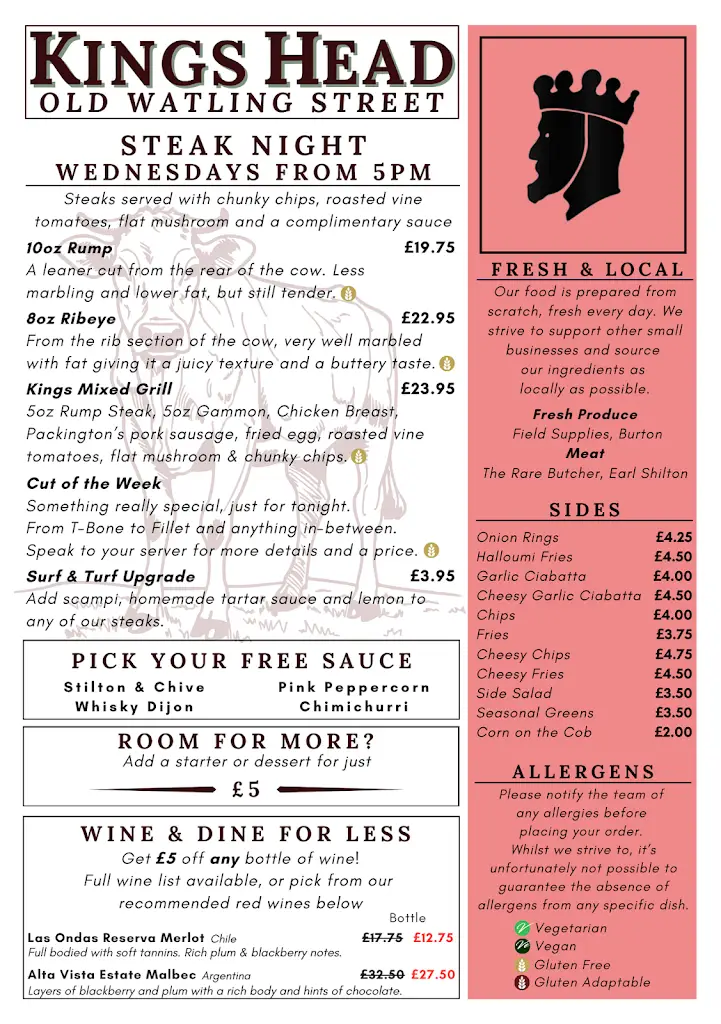 Menu_The Kings Head_Atherstone_image_3