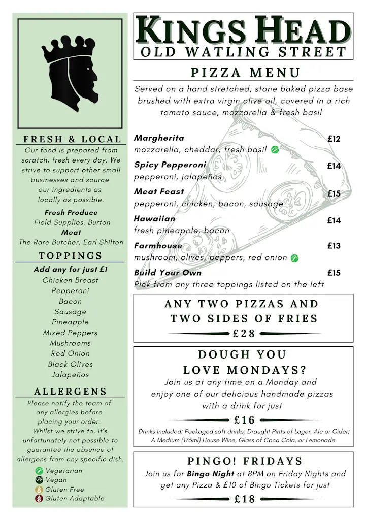 Menu_The Kings Head_Atherstone_image_4