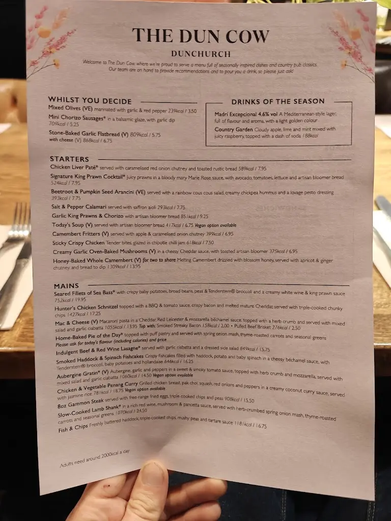 Menu_The Dun Cow_Dunchurch_image_2