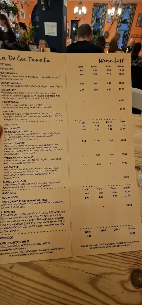 Menu_La Dolce Tavola_Dunchurch_image_2