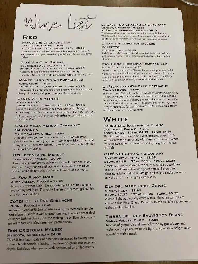 Menu_Café Vin Cinq Restaurant_Dunchurch_image_1