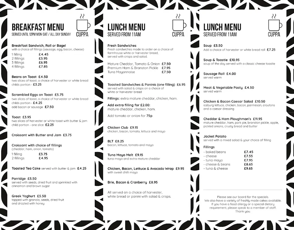 Menu_Cuppa Dunchurch Ltd_Dunchurch_image_1