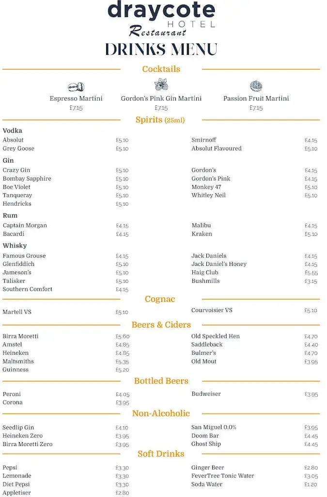 Menu_Draycote Hotel Restaurant_Dunchurch_image_2