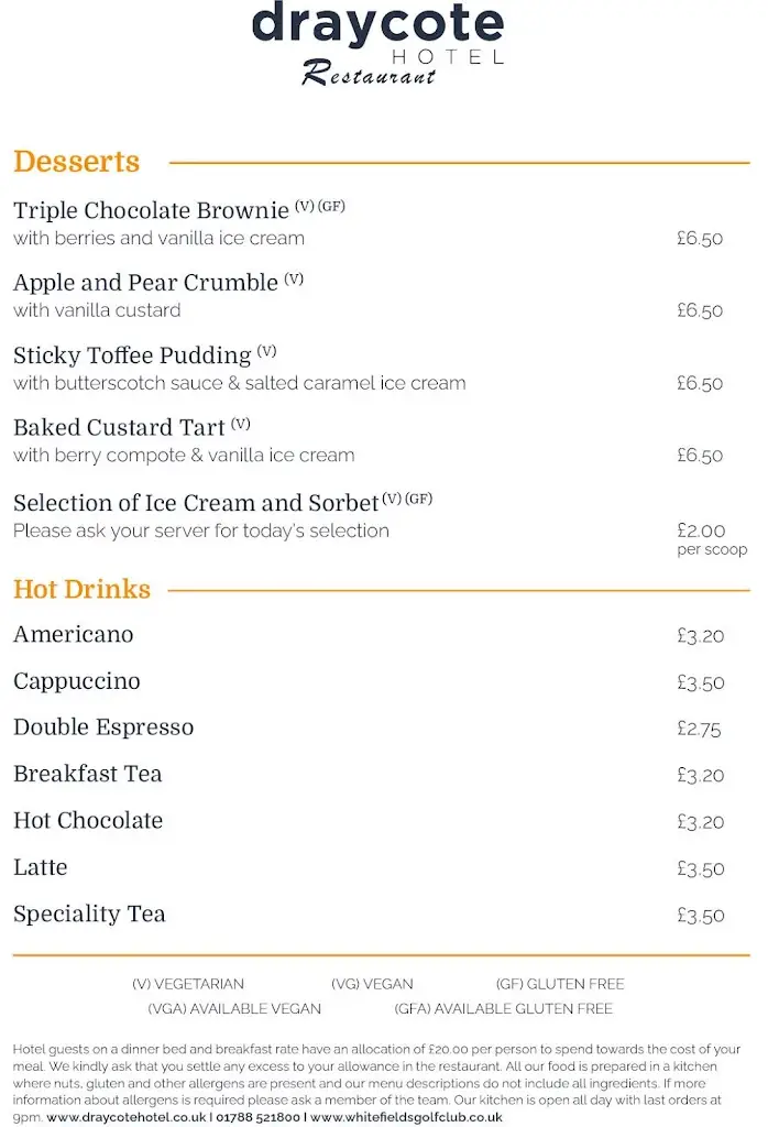 Menu_Draycote Hotel Restaurant_Dunchurch_image_4