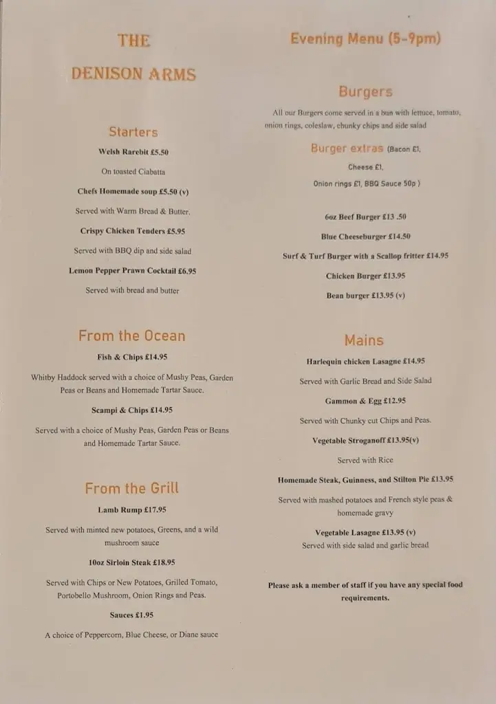 Menu_Denison Arms_East Ayton_image_4