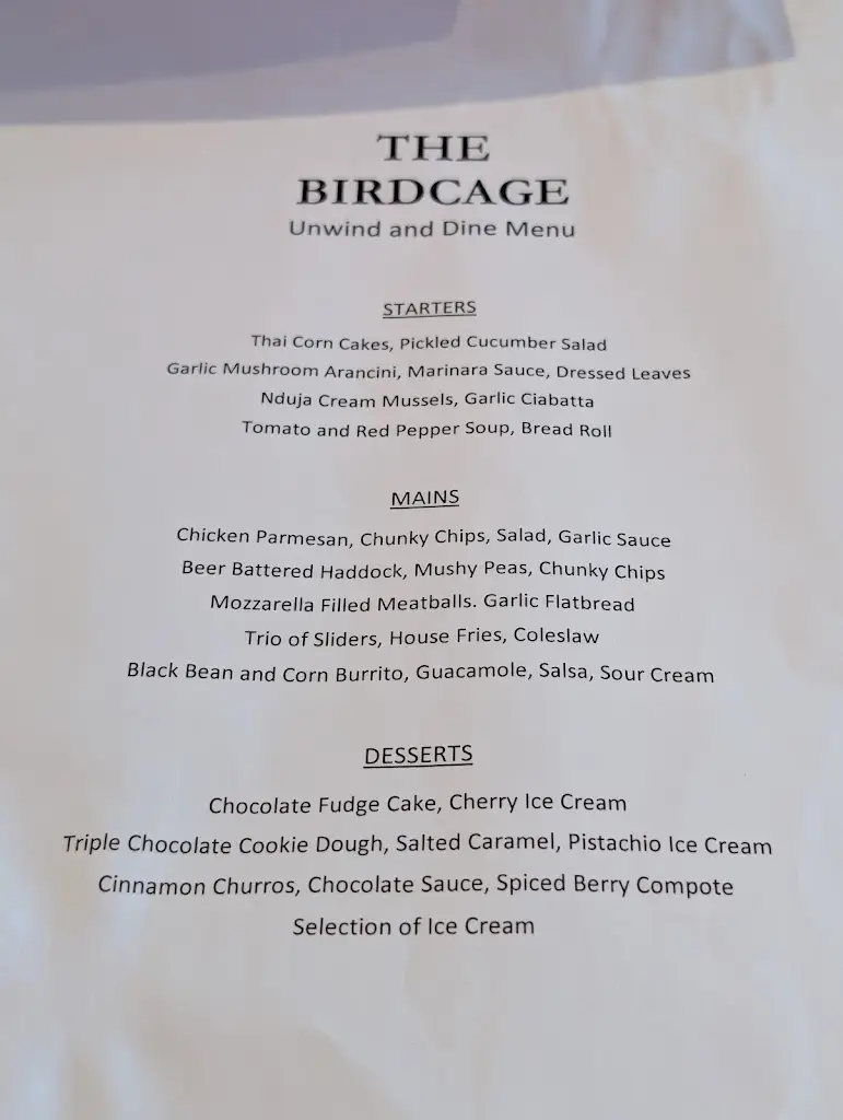 Menu_The Birdcage_Eaglescliffe_image_1