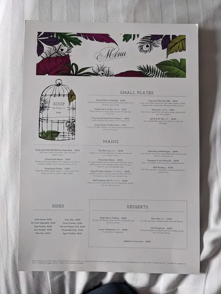Menu_The Birdcage_Eaglescliffe_image_2
