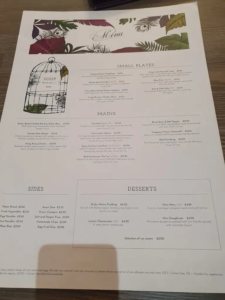 Menu_The Birdcage_Eaglescliffe_image_3