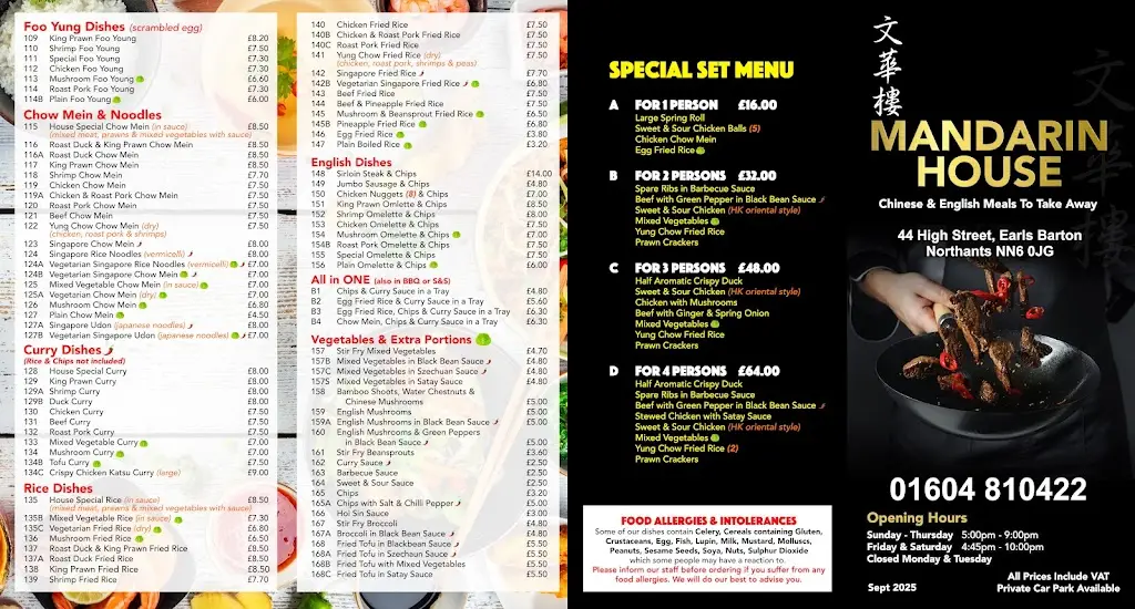 Mandarin House restaurant in Earls Barton